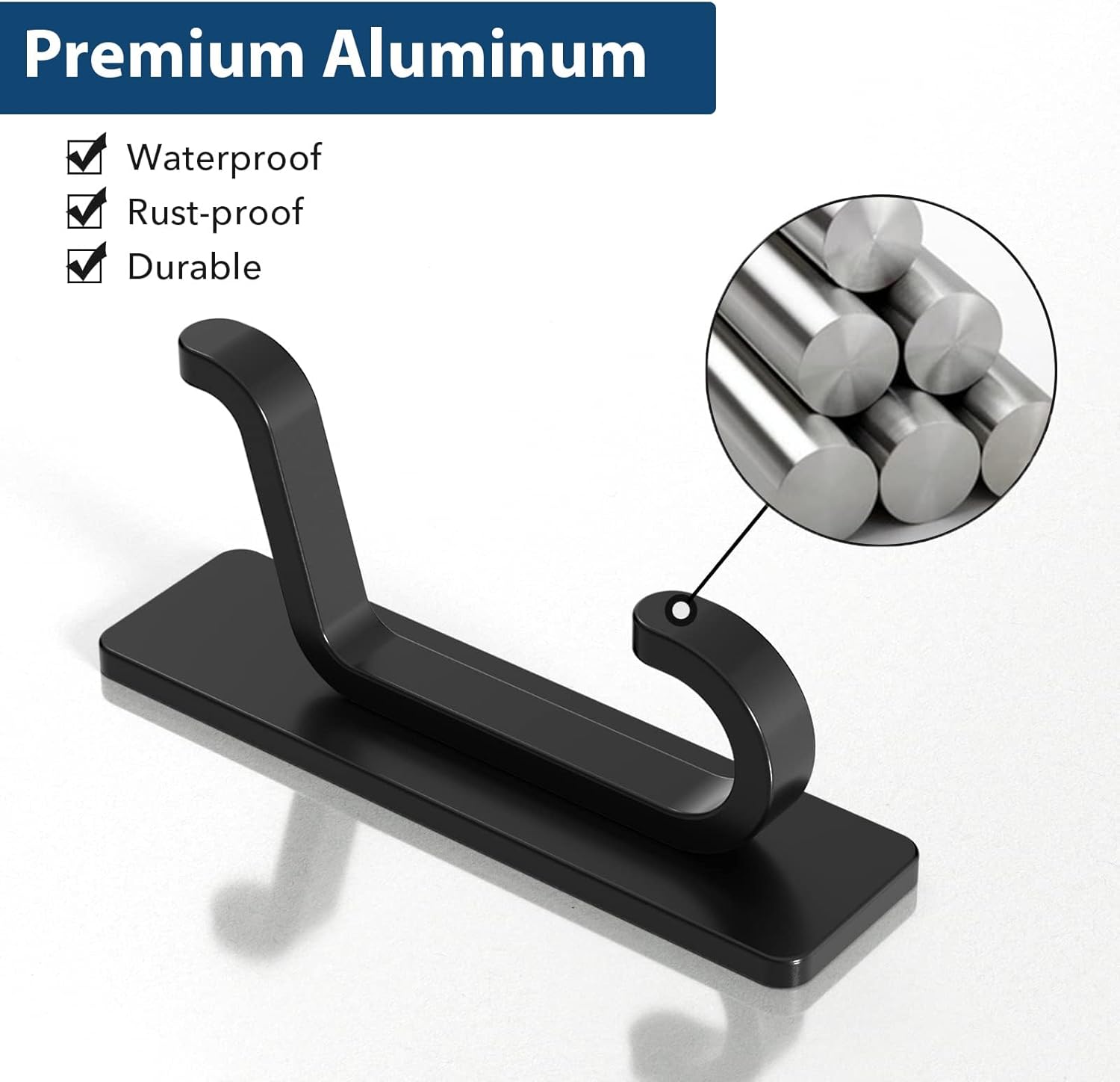 pickpiff Wall Hooks for Coat and Towel: 13LB Strong Adhesive Door Hanger Stick on. Black 4 Pack - Image 6