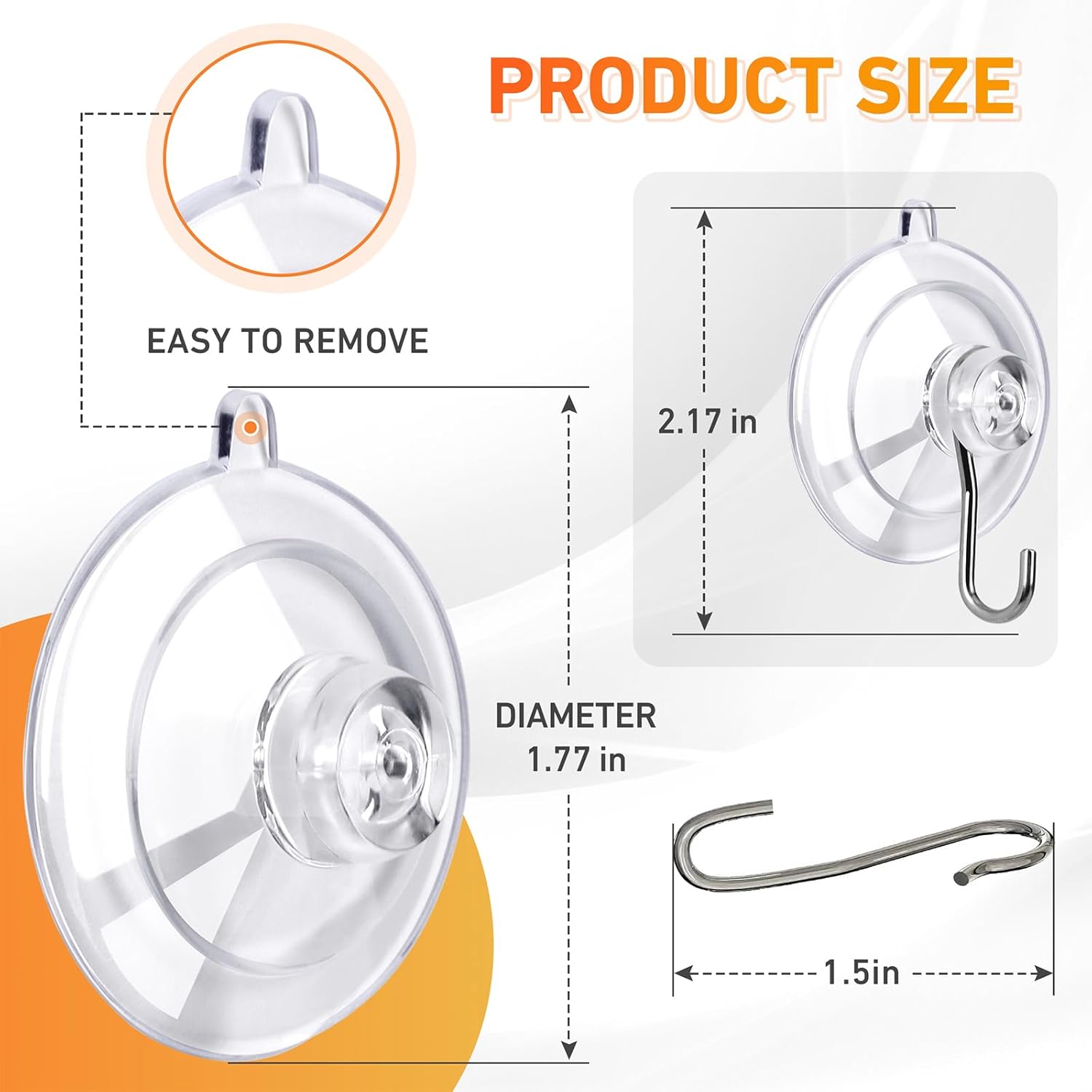 KORCCI Suction Cup Hooks 12Pack - Max Load 10LB. 1.77Inch Clear Medium Suction Cups. No Trace. Reusable & Removable. Stainless Steel Hooks. for Tile. Glass. Window. Shower. Kitchen. Bathroom - Image 5