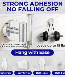 Alternative view of Suction Cup Hooks for Shower Heavy Duty. Shower Hooks No Drill. Shower Hooks for Inside Shower Stainless Steel. Suction Hooks for Window. Glass. Tile. Wall. Loofah. Bath Robe. Wreath. Chrome 2 Pack
